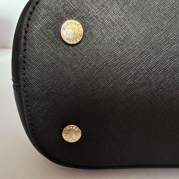 MICHAEL KORS Jet Set Large Saffiano Leather Black Pocket Tote Gold Trim Bag - Picture 9 of 13